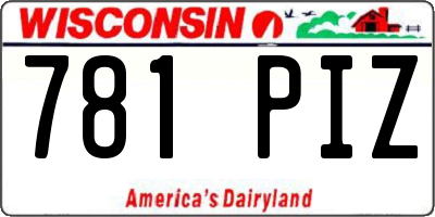 WI license plate 781PIZ