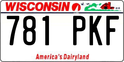 WI license plate 781PKF