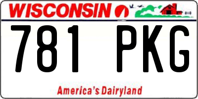 WI license plate 781PKG