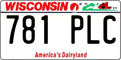 WI license plate 781PLC