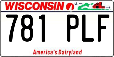 WI license plate 781PLF