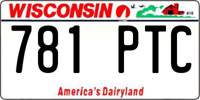 WI license plate 781PTC