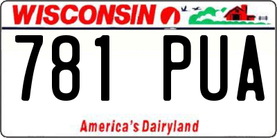 WI license plate 781PUA