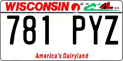 WI license plate 781PYZ
