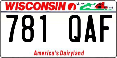 WI license plate 781QAF