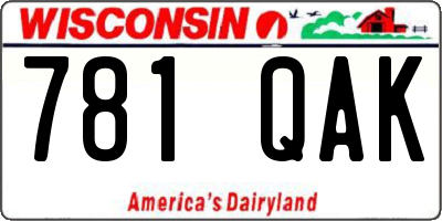 WI license plate 781QAK