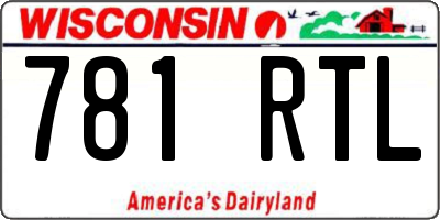 WI license plate 781RTL