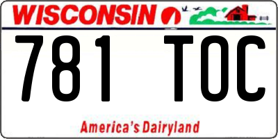 WI license plate 781TOC