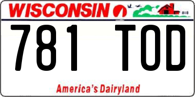 WI license plate 781TOD