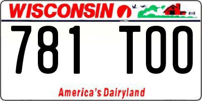 WI license plate 781TOO