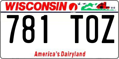 WI license plate 781TOZ
