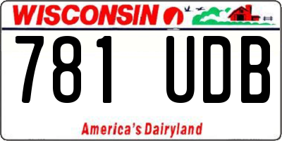 WI license plate 781UDB