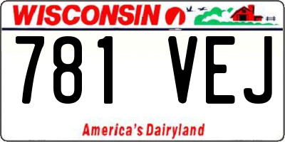 WI license plate 781VEJ