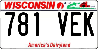 WI license plate 781VEK