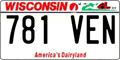 WI license plate 781VEN