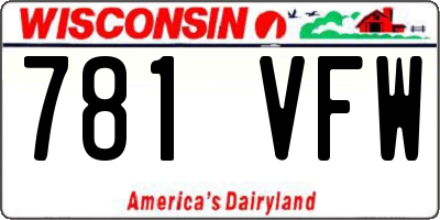 WI license plate 781VFW