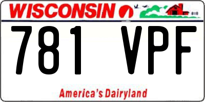 WI license plate 781VPF