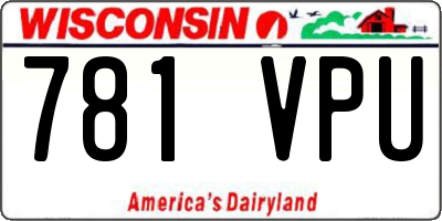 WI license plate 781VPU