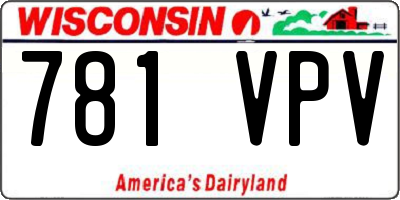 WI license plate 781VPV