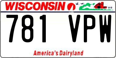 WI license plate 781VPW