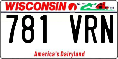WI license plate 781VRN