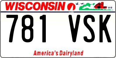 WI license plate 781VSK