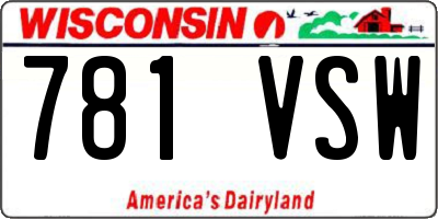 WI license plate 781VSW