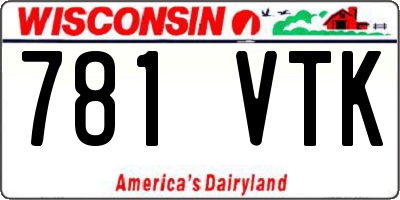 WI license plate 781VTK