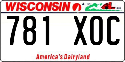 WI license plate 781XOC