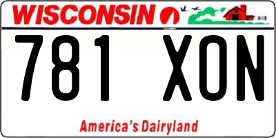 WI license plate 781XON