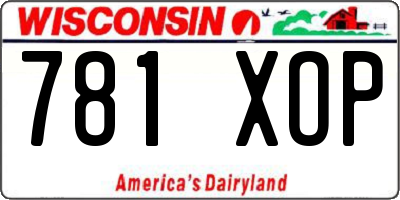 WI license plate 781XOP