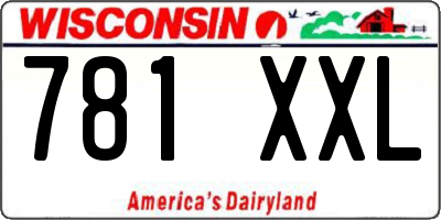 WI license plate 781XXL