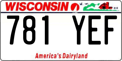 WI license plate 781YEF
