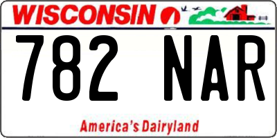 WI license plate 782NAR