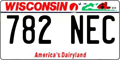 WI license plate 782NEC