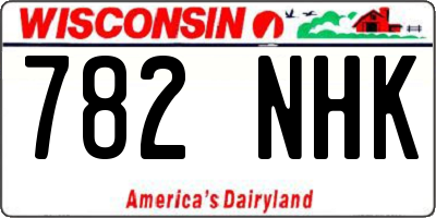 WI license plate 782NHK