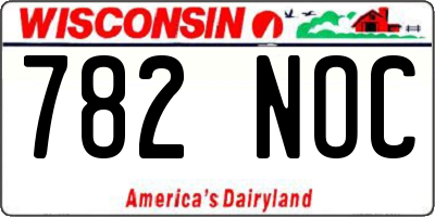 WI license plate 782NOC