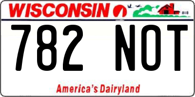 WI license plate 782NOT