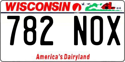 WI license plate 782NOX