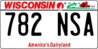 WI license plate 782NSA