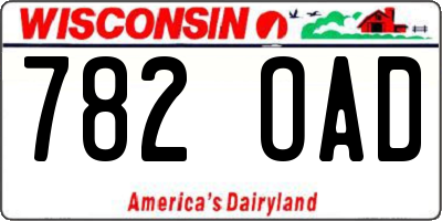 WI license plate 782OAD