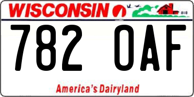 WI license plate 782OAF