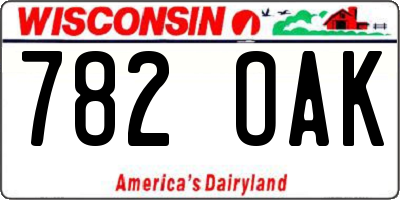 WI license plate 782OAK
