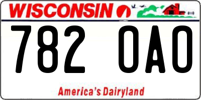 WI license plate 782OAO