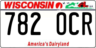 WI license plate 782OCR
