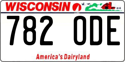WI license plate 782ODE