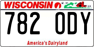 WI license plate 782ODY