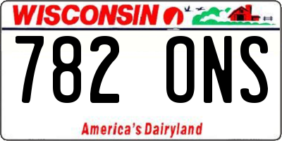 WI license plate 782ONS