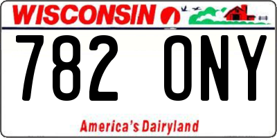 WI license plate 782ONY