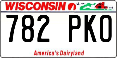 WI license plate 782PKO